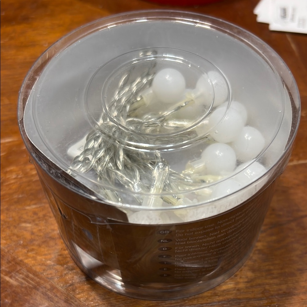 White String Lights in Clear Container